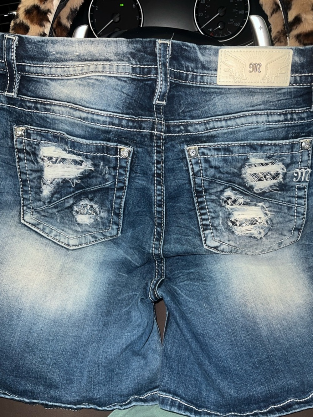 Miss Me Faded Blue Distressed Women's Denim Shorts